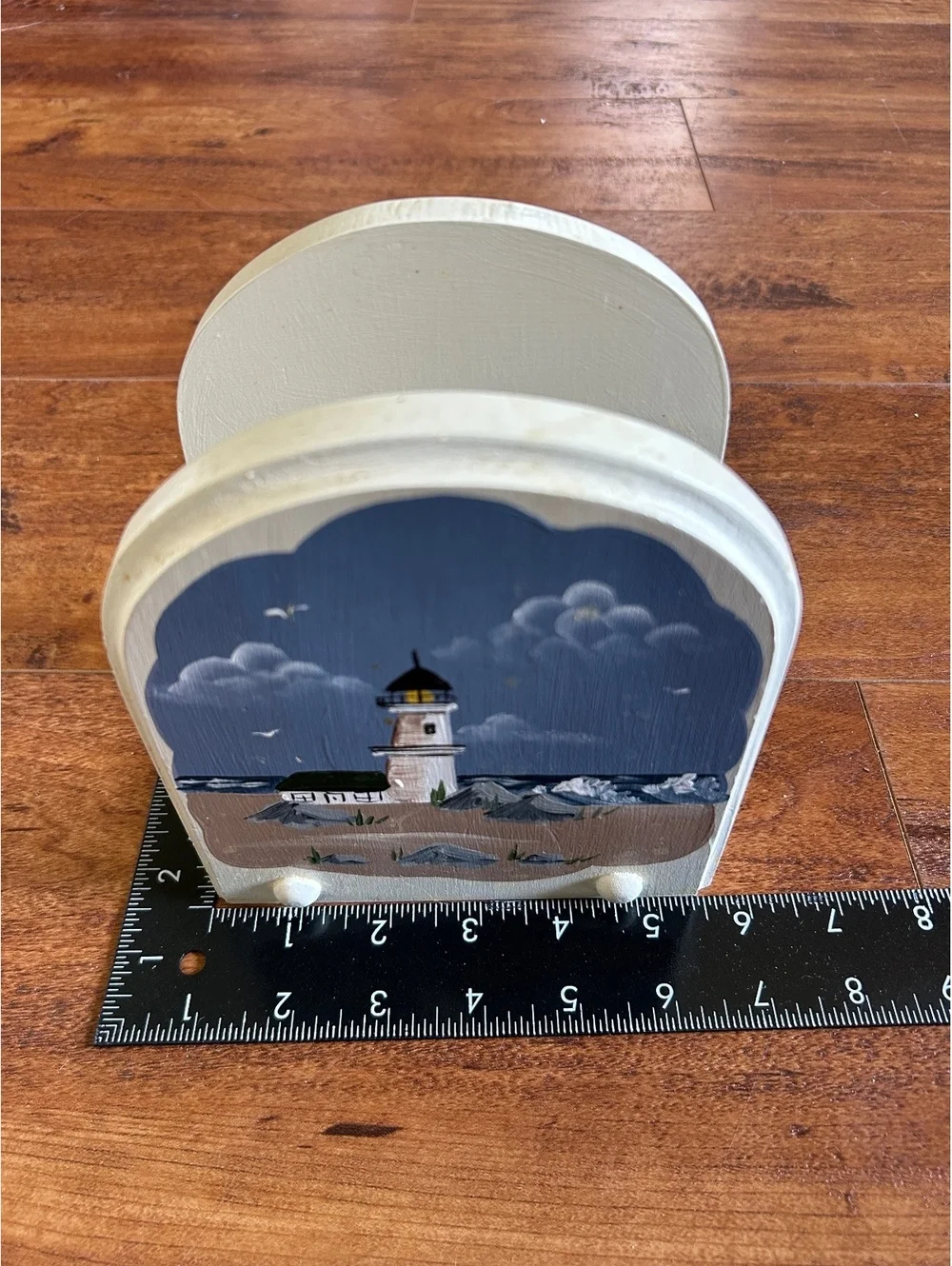 Hand-Painted Lighthouse Wooden Napkin Holder